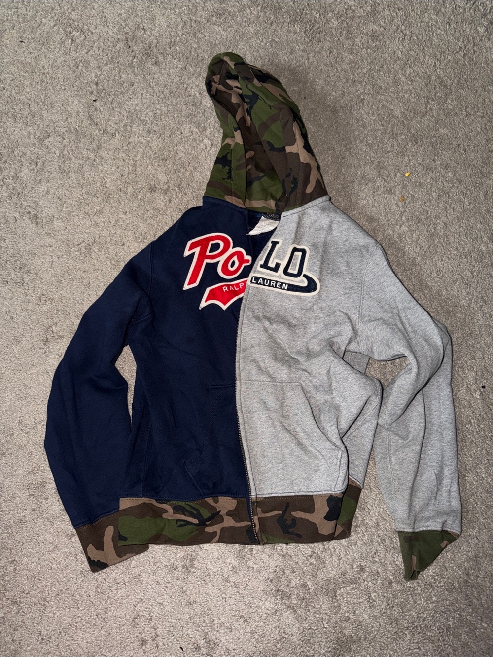 Polo by Ralph Lauren Navy, Gray & Camouflage Split Hooded Zip Jacket